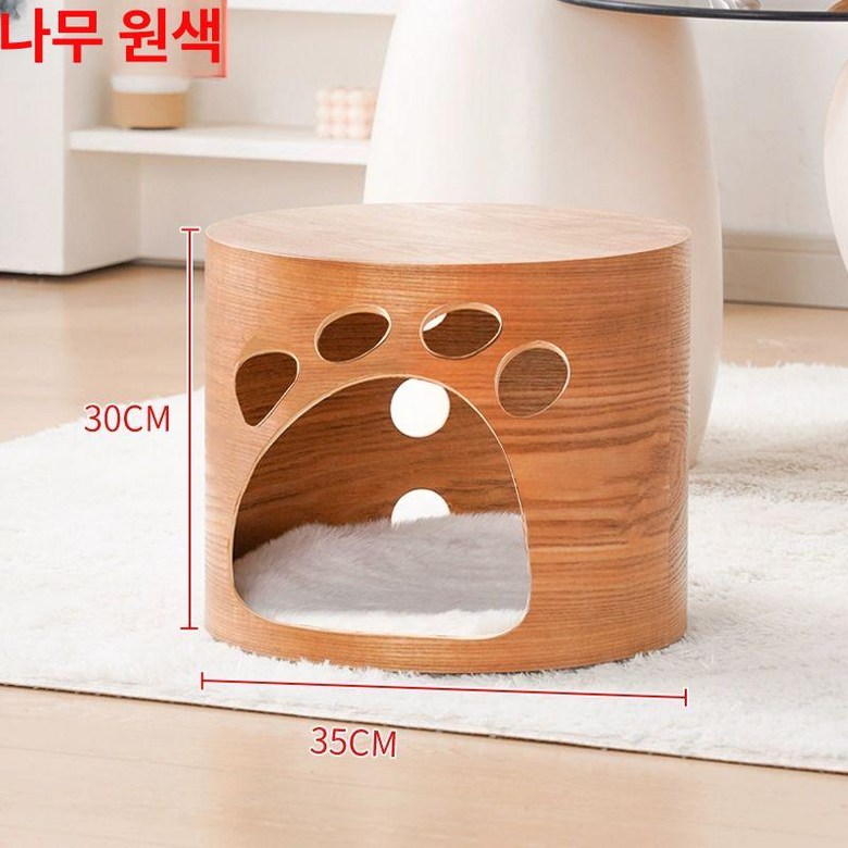 고양이 투명 해먹 캣동굴 창문캣타워 구멍 캡슐  1개  기본 사이즈  원목색 플랫헤드-<b>캣츠클로</b>