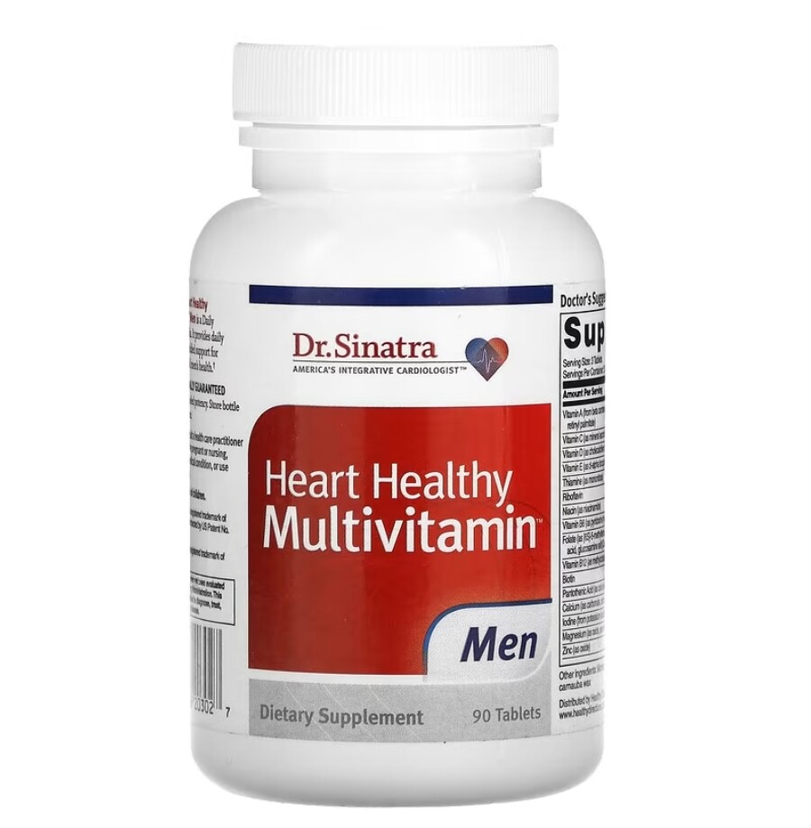 <b>닥터시나트라</b> 심장 남성용 멀티비타민 종합비타민 90정 티아민 리보플라빈 엽산 <b>판토텐산</b> 아연 루테인