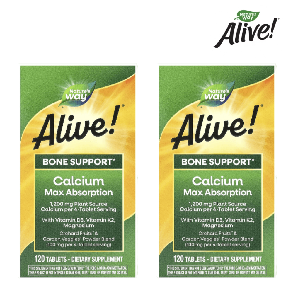 <b>얼라이브</b> <b>칼슘</b> 마그네슘 비타민D K2 <b>본서포트</b> 120정 2개