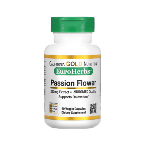 캘리포니아골드뉴트리션 CGN 유로 허브 패션플라워 <b>시계꽃 추출물</b> 250mg 60 베지 캡슐