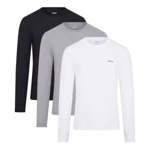 디케이앤와이 3팩 롱 슬리브 남성 티셔츠 블랙 화이트 그레이 3 Pack Long Sleeve Mens T Shirt Warriors Blk Wht Gry 5581 61075314