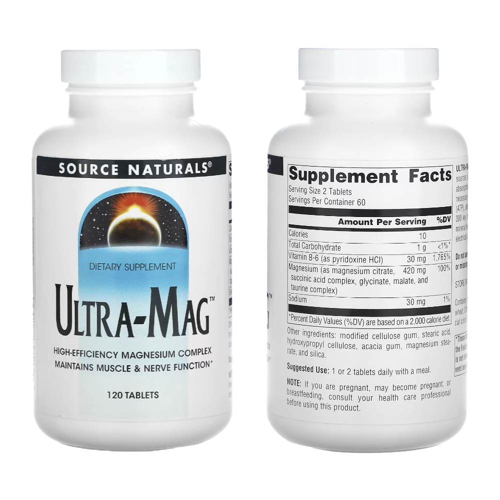 소스 내추럴스 <b>Ultra</b> <b>Mag</b> 고효율 마그네슘 120정 피리독신
