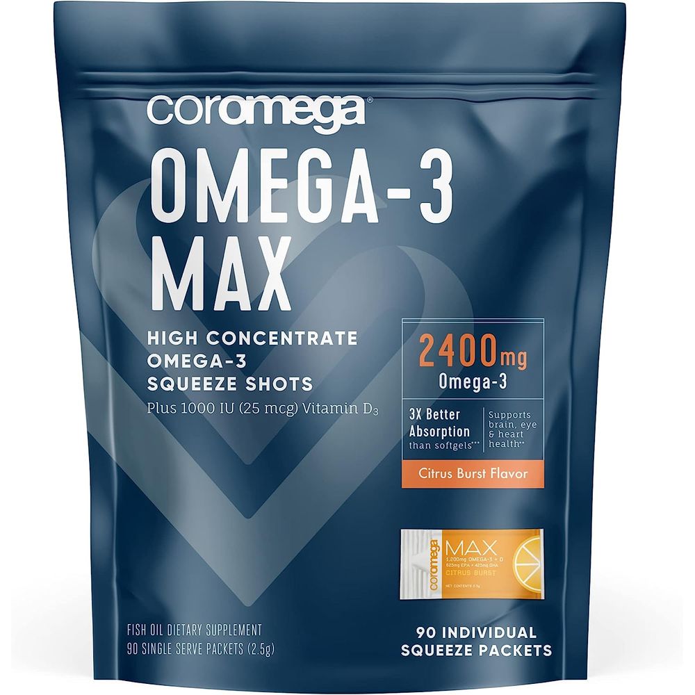 코로메가 짜먹는 <b>오메가3</b> 맥스 2400mg 시트러스 버스트 스퀴즈 <b>90</b>팩 비타민D 함유