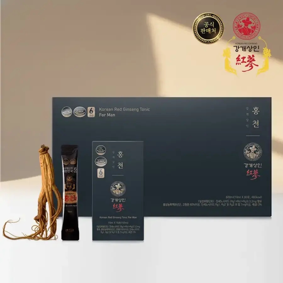<b>강개상인</b> 홍천(<b>10ml</b> x 60포) 스틱형 6년근 홍삼 남성을 위하여