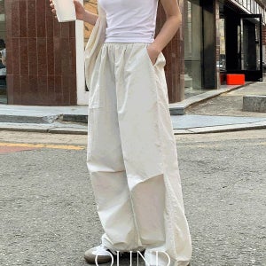 내일도착 와이드팬츠 [단독] 🎬 [7천장판매🏆] [made/free.xl] 와튼 밴딩 투웨이 파라슈트 나일론 와이드 팬츠 -6color (나일론바지/밴딩팬츠/여름바지/바캉스룩/