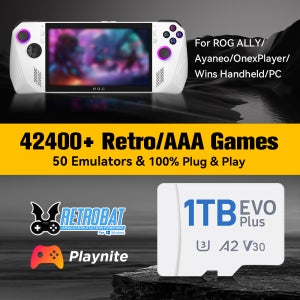 N64/Switch/MAME/PSP/PS3/PS2 용 50 개의 에뮬레이터가있는 1TB 게임 카드 42400 게임이있는 ROG Ally/Win PC 용 Retrobat & Play