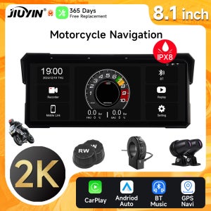 5/8.1 인치 IPX8 방수 오토바이 GPS 네비게이션 무선 Carplay 안드로이드 자동 2K DVR 드라이브 레코더 모토 모니터 WIFI