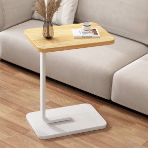 [엠컴퍼니] 원목 사이드테이블 우드 쇼파테이블 보조 미니 간이 노트북 높낮이조절 거실 침대 책상 틈새 수납 탁자 탁상