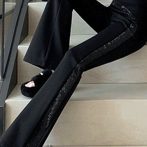 [21차-당일배송중]커브 오닉스 보석 스판 나팔 팬츠