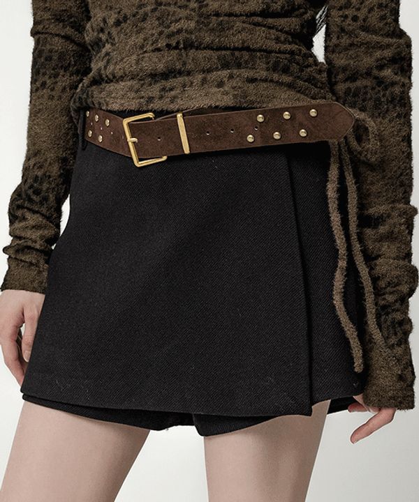 내일도착 미니스커트 [MADE][벨트SET] 스커밋 모직 랩 미니 스커트 팬츠 WOOL WRAP MINI SKIRT PANTS