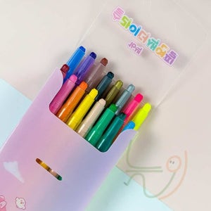 늘정 16색 슬라이더 색연필 CR 핑크 1박스 96개 유치원색연필 색연필세트