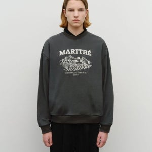 마리떼 WINERY APPLIQUE LOGO OVER FIT SWEATSHIRT charcoal