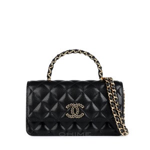 샤넬 크로스백 WOC 탑핸들 미니 체인 그레인드 카프스킨 블랙+골드