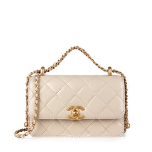 샤넬 크로스백 클래식 미니 볼체인 카프스킨 베이지+골드