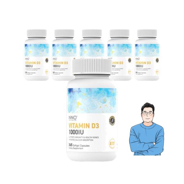 이노헬스<b>앤케어 비타민D</b> 1000IU 뉴질랜드 <b>비타민D</b>3 365캡슐 6개