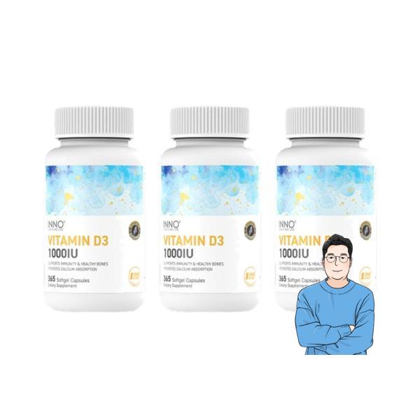 이노헬스<b>앤케어 비타민D</b> 1000IU 뉴질랜드 <b>비타민D</b>3 365캡슐 3개
