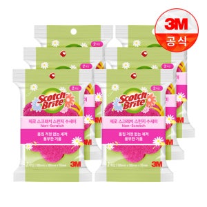 [3M]제로스크래치 플라워 스펀지 수세미(2입) 핑크 x 6개