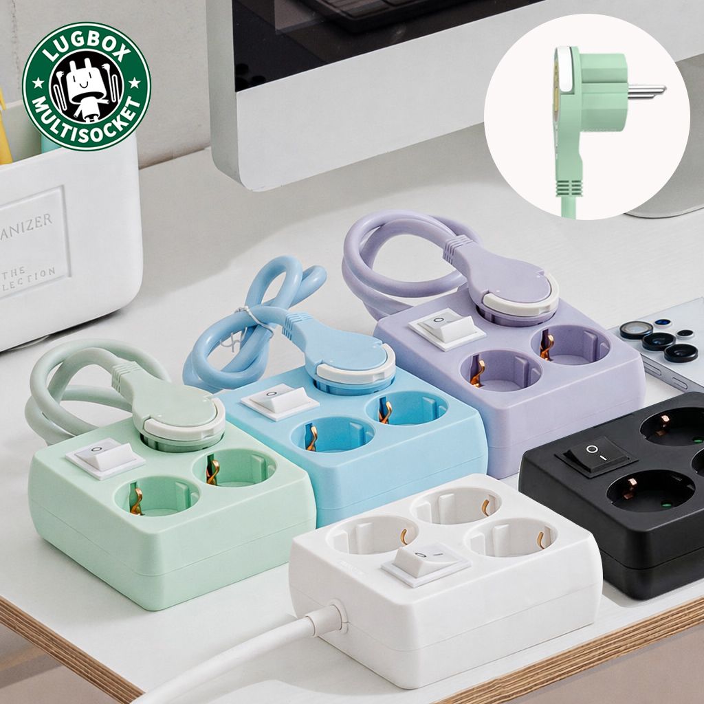 러그박스 납작 <b>멀티</b>탭 디자인 인테리어 플러그 고용량 <b>멀티</b>콘센트 사각 <b>미니</b> 3구 50cm 5컬러