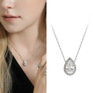 14K/18K 페어헤일로 2캐럿 랩다이아몬드 목걸이