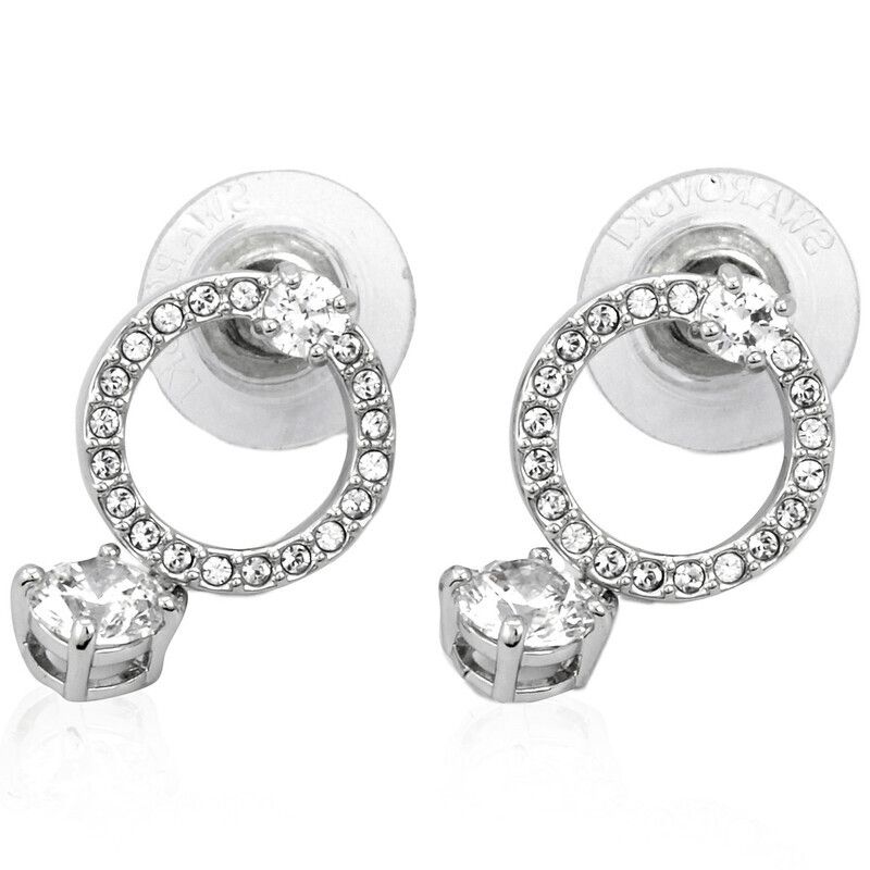 스와로브스키 여성 콘스텔라 귀걸이 5563278 크리스탈 화이트 로듐 플레이트 Crystal Attract Circle Pierced Earrings White 134578683