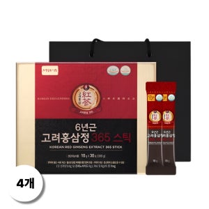 정원삼 6년근 고려홍삼정 365 스틱 선물세트 + 쇼핑백, 300g, 4개