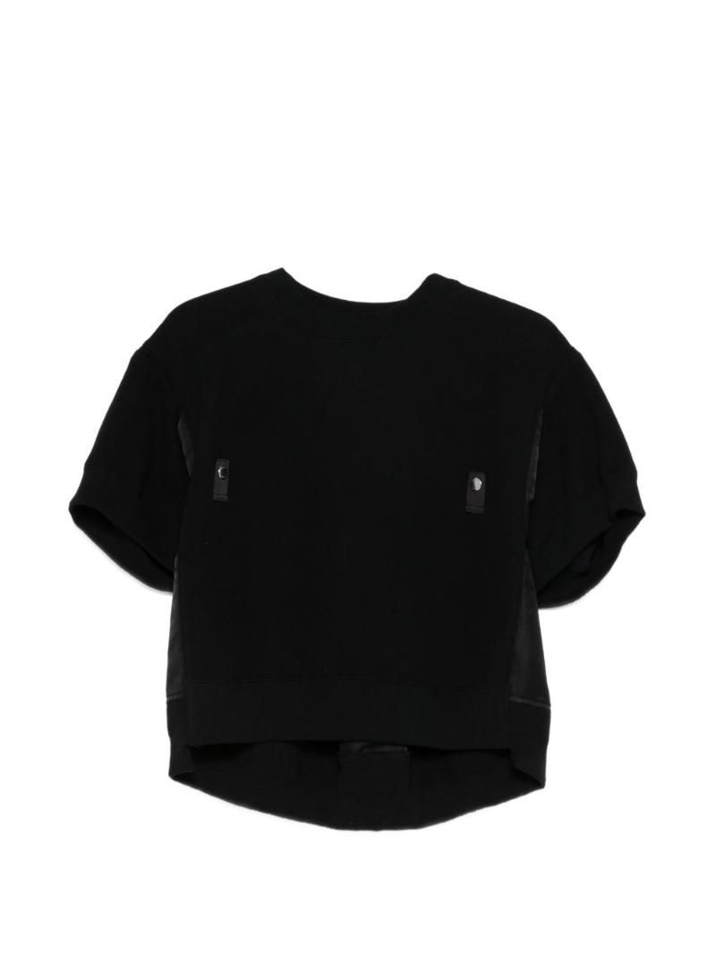 사카이 블랙 패널 디자인 크루넥 니트 스웨터 26 08344001 여성 라운드니트 베이직니트 풀오버 COTTON AND NYLON TOP 151051532