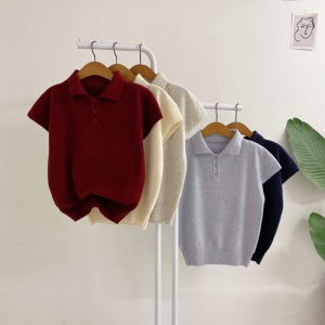 허니제이 [브리치]  / 코젤로 울 카라 버튼 캡소매 니트(5color)