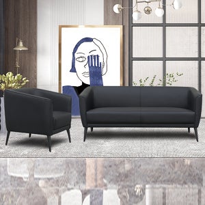 JUS 알리 소파 리셉션 블랙PU 서재가구 사무실용