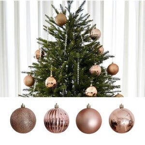 케이티알파쇼핑 이거찜 크리스마스 유광 무광 글리터 트리 장식볼 핑크골드 믹스 세트 24P