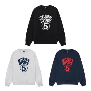 스투시 (당일발송)스투시 5 스포츠 크루넥 맨투맨 스웨트셔츠 1915045 3종택1 애쉬헤더/블랙/네이비