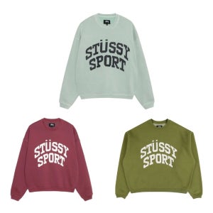 스투시 (당일발송)스투시 빅 크래클 스포츠 크루넥 맨투맨 스웨트셔츠 118537 3종택1 버건디/그린/블루