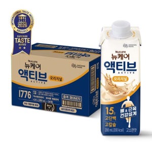 [본사공식몰] 뉴케어 액티브 오리지널 200ml (24팩) 대상웰라이프 시니어 노인 부모님 단백질 하이 프로틴 뼈 건강 음료 균형 영양식 뼈근육 영양음료 마시는 식사 근육건강