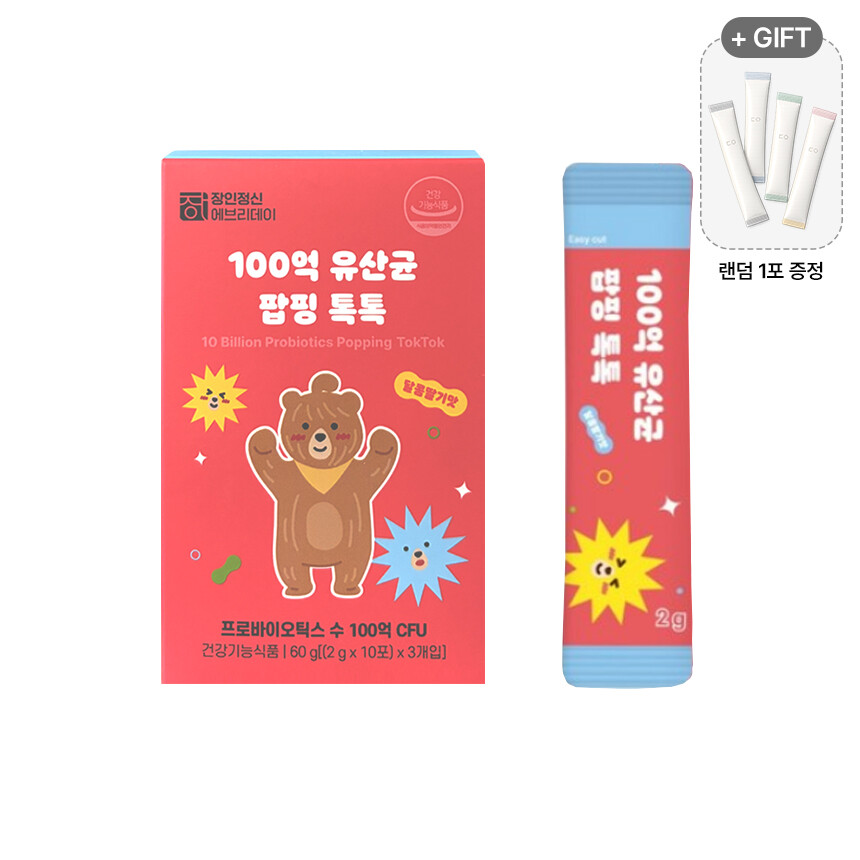장인정신에브리데이 장인정신에브리데이 100억 유산균 팝핑 톡톡 2g x 30포 키즈 프로바이오틱스 딸기맛