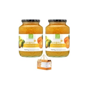 초록원 유자플러스 1kg 2병 선물포장 유자차 유자청 명절 부모님 집들이 선물