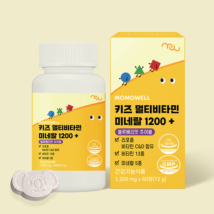 모모웰 초유함유 리포좀 키즈 멀티비타민 미네랄 1200+ 60정, 1개