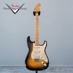 B2 LIMITED EDITION 55 BONE TONE STRATOCASTER GOLD HARDWARE RELIC - WIDE FADED 2 TONE SUNBURST [CZ541