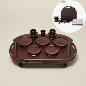 휴대용 제기세트 16P 케이스겸상 성묘 간편제기 코팅 돗자리포함 명절제수용품