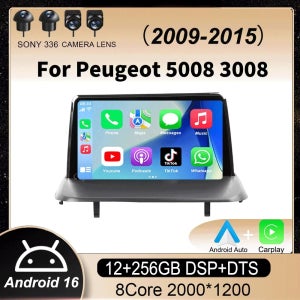 푸조 5008 3008 2009-2015용 안드로이드 16 무선 카플레이 자동차 라디오 오디오 GPS 네비게이션 멀티미디어 비디오 플레이어 스테레오