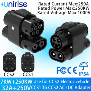 유니라이즈 CCS1 to CCS2 EV 충전 어댑터 250A 250KW+7kW DC+AC 고속 충전 컨버터 CCS 콤보 1 for CCS2 전기차 커넥터