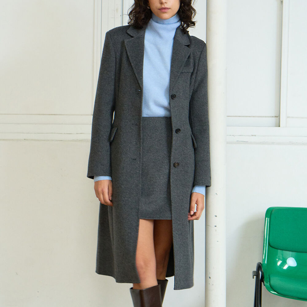 코디너리 Wool single breasted coat - charcoal