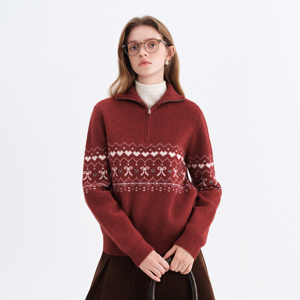 웬스데이딜라잇 WD Fair isle half zip-up sweater