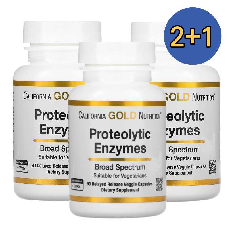 캘리포니아골드 단백질 분해 효소 브로드 스펙트럼 서방형 베지 캡슐 90정 2+1