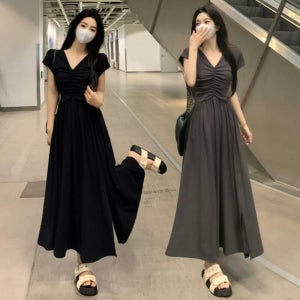 다잇템 여자 체형커버 V넥 롱원피스1140910