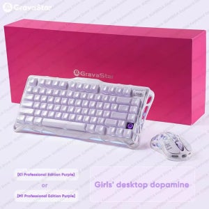 GravaStar M1 M2 무선 마우스 또는 Mercury K1 키보드 마그네슘 합금 중공 디자인 블루투스 2.4G 유선 RGB 게이밍 PC 액세서리