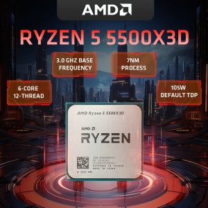 AMD 라이젠 5 5500X3D 6코어 12스레드 데스크탑 프로세서, 3.0GHz 최대 4.0GHz, 96MB L3 캐시, AM4 소켓, 3D V-캐시 게이밍 CPU