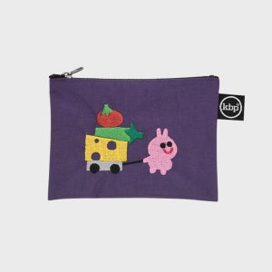 [키티버니포니] 비비와 친구들 퍼플 자수 파우치