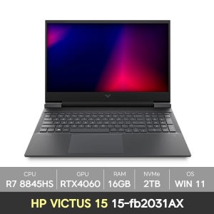 HP (3종선물)(당일출고) HP 빅터스 15-fb2031AX 라이젠7 RTX4060 게이밍 램16GB+NVMe2TB+WIN11_PRO 노트북 KM