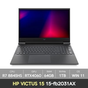 HP (3종선물)(당일출고) HP 빅터스 15-fb2031AX 라이젠7 RTX4060 게이밍 램64GB+NVMe1TB+WIN11_HOME 노트북 KM