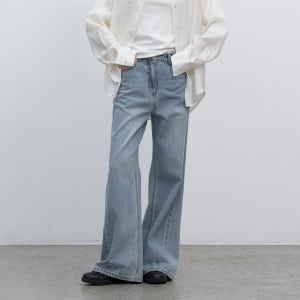 (PT-5752)LOOSE BOOTS CUT FIT DENIM PANTS