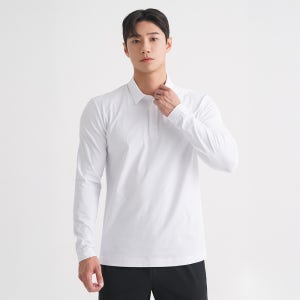 긴팔티 중독 헬스pt복 컴포트 카라 휘트니스 티셔츠 롱슬리브 화이트